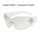 Y2K rimless star pilot sunglasses with transparent temples and grey gradient lenses - Gradient White Lens - Transparent Temples