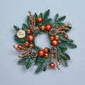 Christmas wreath with pine needles, gold berries and merry christmas wood slice - 50cm Wreath Gold (No Lights)