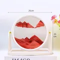 10-inch round frame flowing sand art with red, white, and gold sand in a white plastic stand - 8 Inch White Frame Stand Red