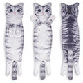 Detail of grey tabby cat hand towel with metal snap buttons and top hanging loop - Gray Cat