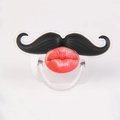 Funny silicone baby pacifier featuring black mustache and red lips creative design - Red Lips General Mustache