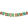 Striscione glitterato per football americano con scritte TOUCH DOWN verdi e marroni - TOUCH DOWN