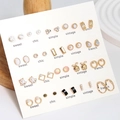 20-pair gold-plated earring set featuring elegant pearls and crystal accents for women - E0615-1 (Gold Mixed Set)