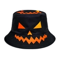 Nahaufnahme des schwarzen Halloween-Anglerhuts mit orangefarbenem Kürbis-Aufdruck - Kürbisgesicht-Stil(1#)