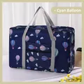 Deep blue folding travel bag with hot air balloon pattern and high capacity storage - Navy Balloon
