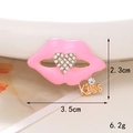 Pink lipstick mouth DIY phone case charm with heart crystal and Kiss lettering - D141 Heart Lips (Pink)