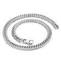 Collar de cadena cubana en acero de titanio plateado con cierre de langosta - Collar (KN203090-Z) / 45cm / Color Acero