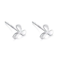 Pair of minimalist S999 sterling silver clover stud earrings in shiny silver finish - Rotating Windmill Studs