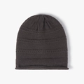 Thick knit beanie for women in dark charcoal featuring a textured ribbed design - Dark Brown