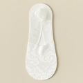Calcetines invisibles de encaje floral blanco para mujer con textura calada transpirable - Embalaje Simple / Blanco