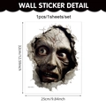 3D Halloween Wandsticker mit realistischem Zombie-Gesicht, das durch die Wand bricht - Horror-Zombie-Gesicht Stil (UV24Y11973T_T)