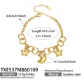 Detailed spec view of gold star moon bracelet with dimensions and weight info - Gold Bracelet (TXE537)