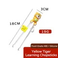 Tiger-themed children training chopsticks in yellow made of food-grade ABS and silicone - Yellow Tiger Training Chopsticks (Opp Bag)
