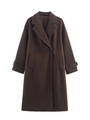 Détail du manteau en laine marron foncé avec boutons à double boutonnage et revers classiques - XS / café