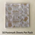 Carta cerata alimentare con timbro retrò per confezionamento hamburger 50 fogli - Motivo di Timbro Postale / 50 fogli/confezione