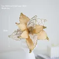 25cm champagne gold artificial Christmas flower with sequins for tree decoration - 25cm / Gold