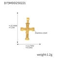 Gold-plated stainless steel cross pendant with embossed detail, 25.4mm x 13.7mm - Relief Figure Cross Style (D75)
