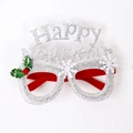 Silver glitter Happy New Year party glasses with red temples and festive snowflake details - Silver Happy New Year Glasses