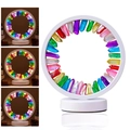 Rainbow crystal night light in white circular base with colorful LED mineral display - Electroplated Single Crystal (white Frame Three Colors) / Brown Kraft Paper Box Packaging (17*10.5*20.5cm)