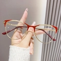 Cat eye glasses frames in red and gold metal finish, vintage style for women - Red Gold Frame