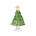 Detailed view of handcrafted green glass Christmas tree with yellow star and clear base - Style B 38*68mm / Fruit Green