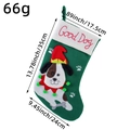 Calza di Natale verde per cani con dimensioni 35x24 cm e ricamo personalizzato - Cane con Cappello Rosso (M2-36)