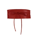 Chic red wide leather corset belt with drawstring tie closure for women dresses - Red