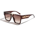 Gafas de sol cuadradas de gran tamaño con lentes degradadas y patillas de corazón - Té Transparente Profundo/Lente Marrón