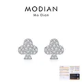 Boucles d'oreilles clous trèfle en argent S925 et moissanite avec pavage brillant - Stud boucles d'oreilles