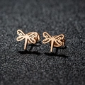 Minimalist hollow dragonfly stud earrings in rose gold finish for women - 108 Dragonfly / Rose Gold
