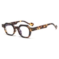 Retro tortoise polygon sunglasses featuring wide temples and silver rivet accents - Leopard Frame Blue Light Blocking Lens