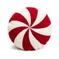 Weihnachtliches rundes Kissen mit rot-weißem spiralförmigem Stickereidesign - Weihnachten Runde Pfefferminze / Durchmesser 38cm (Mit Füllung)