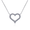 Elegant S925 silver heart pendant necklace with shimmering micro-paved cubic zirconia stones - 1ct D Color Moissanite / Platinum