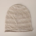 Ademende beige gehaakte muts met horizontale franjes en een ontwerp met opgerolde rand - Beige