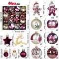 44pcs Christmas ball ornament set in burgundy and gold with assorted painted shapes - Gingerbread Man Shape / 44 Pieces/Pack / Purple
