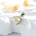 Silver heart stud earring with yellow gemstone and screw back in a minimalist nest style - Heart Shaped Goose Yellow Zirconia Style (A1086-4)