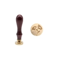Vintage wax seal stamp with rose flower brass head and ergonomic reddish wood handle - Painted Handle + Brass Head Lotus