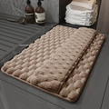 Memory foam bath mat in khaki with square texture for absorbent bathroom floor use - 40x60cm / Coffee