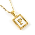 Gold-plated 18K stainless steel necklace featuring a white shell letter P pendant - Letter P (Includes Chain)