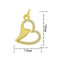 Golden heart pendant with zircons 18mm high and 15mm wide DIY jewelry part - Gold White Zirconia-Heart 0863
