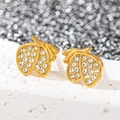 Élégantes boucles d'oreilles en forme de feuille plaquées or 18 carats et cristaux - Papillon en strass