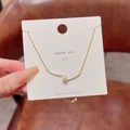Elegant gold titanium necklace featuring a white pearl pendant and delicate bow design - Single Pearl Minimalist Style (X1128) / Gold/White Pearl