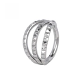 Silver F136 titanium triple layer nose ring with pyramid rivet texture and hinged closure - Triple Row Pyramid Stud Silver