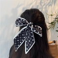 Nastro per capelli in seta a pois con fiocco, stile classico in bianco e nero - Nero Pois Bianchi
