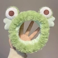 Cute green plush frog headband for girls with large eyes and soft fabric texture - Frog Plush Headband
