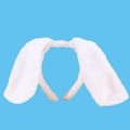 Plush long white rabbit ears headband with soft faux fur texture for costume parties - White