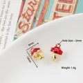 Red mushroom enamel charms in alloy gold finish for DIY earring making, 9x13mm size - 48# Red Mushroom
