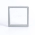 3D floating jewelry display box with light gray frame and clear PE elastic membrane - 140*140*20mm / Gray