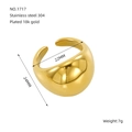 Chunky irregular 18k gold plated stainless steel open ring with glossy finish - Large Curved Minimalist Thick Style (1717)