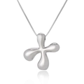 Polished silver star pendant necklace with fluid organic design on white background - Letter X